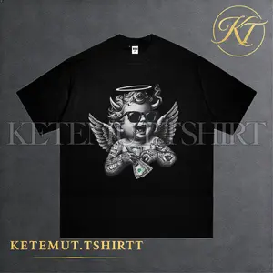 Kaos Oversize Hitam Motif Cherub Nyerepo Viral, Atasan Streetwear Pria Wanita Untuk Outfit OOTD Harian Kekinian｜Nyaman Dipakai & Siap COD