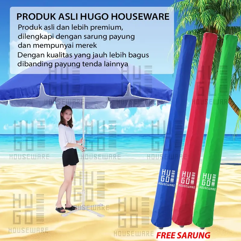 BISA COD Payung Jualan 200 CM Payung Tenda Taman Pantai Cafe Bazar Lapak dengan Sarung 2