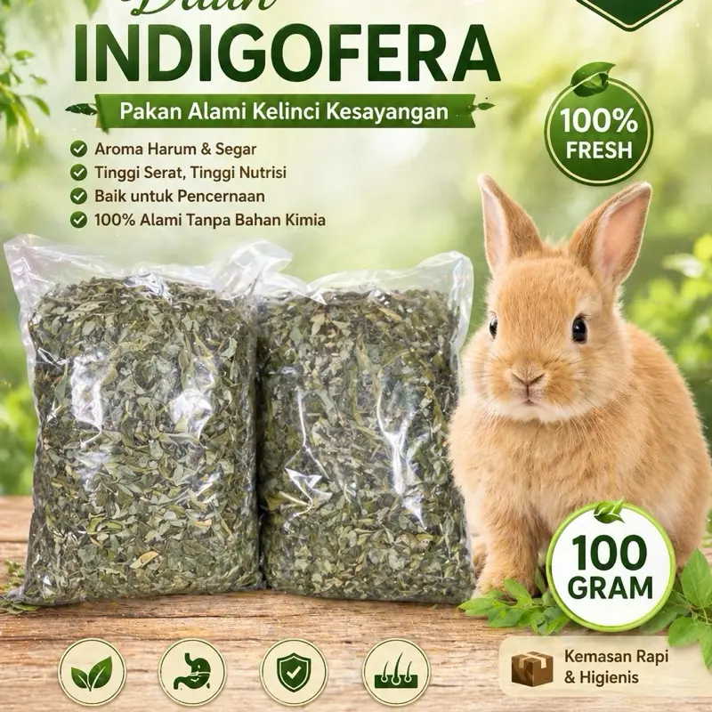 Formosa Rabbit Hay Indigofera 100gr Pakan Kelinci Marmut Kambing Sapi Full Daun 98% Nutrisi Tinggi Serat Protein