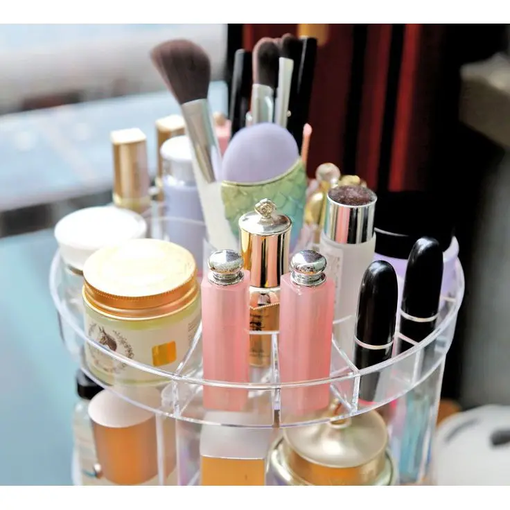 Tempat Make Up Rak Kosmetik Putar 360 Derajat Bahan Akrilik Ukuran Diameter 25 cm x 36 cm 6