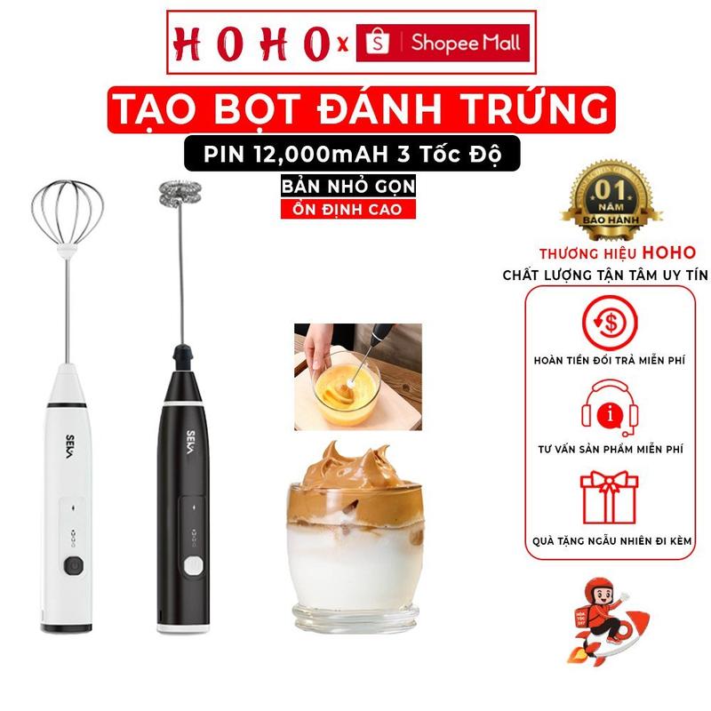 TOP Máy đánh trứng SEKA cầm tay không dây pha chế tiện lợi tạo bọt kem mịn 3 độ kèm sạc pin nhỏ gọn dễ dùng