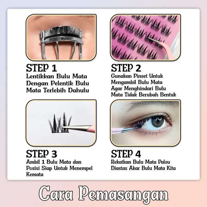 EYELASH EXTENSION LANGSUNG TEMPEL / BULUMATA PALSU CLUSTER INDIVIDUAL TANPA LEM 10MM - 12MM mata yang dramatis dan penuh Douyin look Anime look Cosplay look Bold Party Hang Out Wisuda Kantor Dinner Bulumata Wispy Eyelash Extension FREE Tweezer TRILOGY 2
