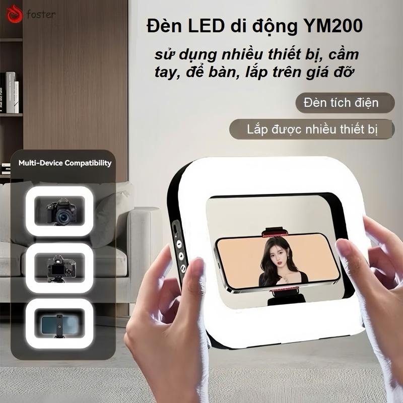 Đèn Led YM200 Di Động Tích Hợp Giá Đỡ Điện Thoại Hỗ Trợ Quay Video, Chụp Ảnh, Livestream Chuyên Nghiệp Citycase