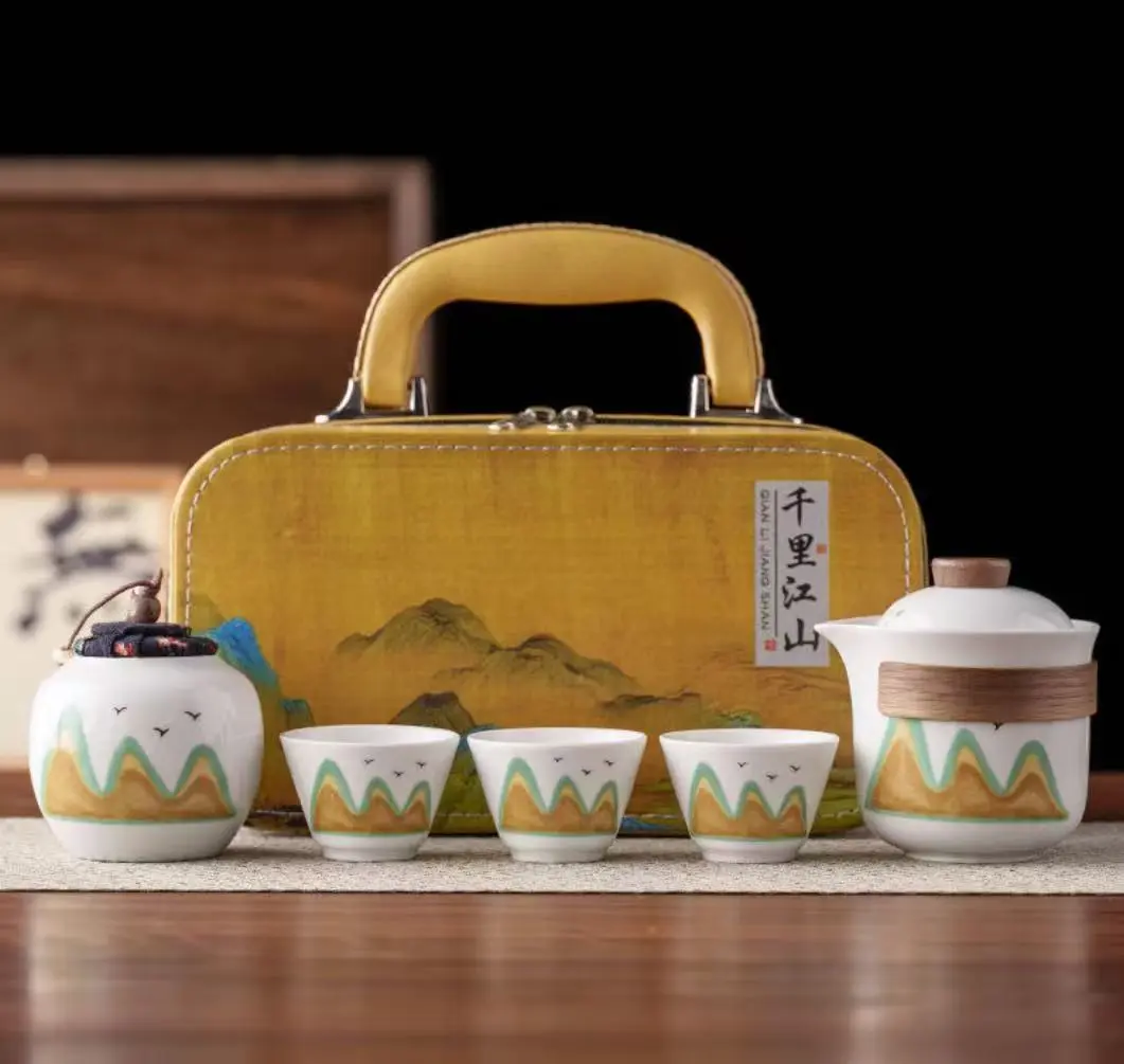 [LECORA] Japanese Ceramic Keramik Teaset Teapot Teko Cangkir  Orange Teaset isi 4 cup + 1 teapot + 1 Wadah Teh Tea Storagez
