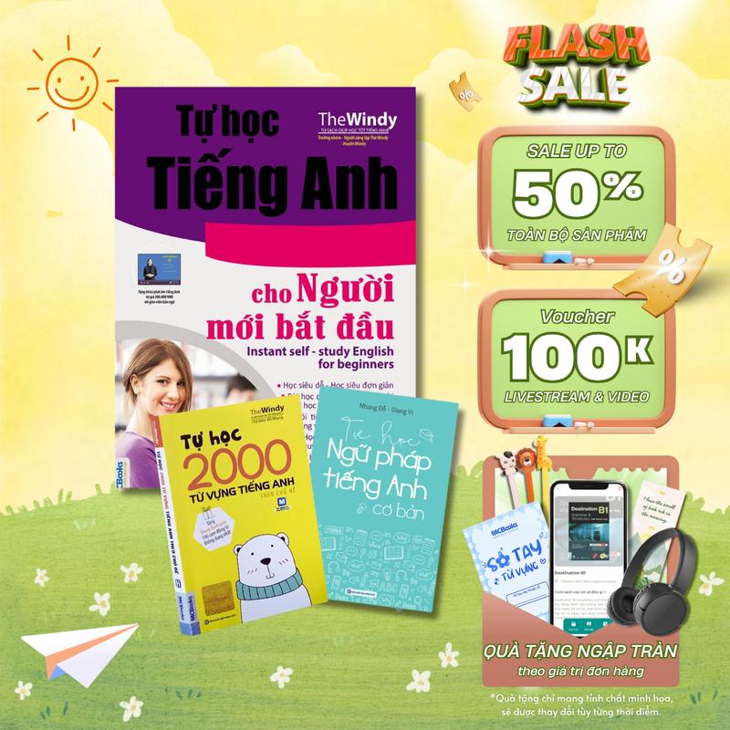 Sách - Combo Tự Học Tiếng Anh Cho Người Mới Bắt Đầu + Tự Học 2000 Từ Vựng Tiếng Anh Thông Dụng - Sách Tự Học Tiếng Anh Cho Người Mất Gốc - Mcbooks
