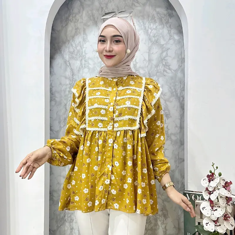 ROSELLA BLOUSE - ATASAN RAYON KOMBINASI RENDA MOTIF ADEM LEMBUT 5