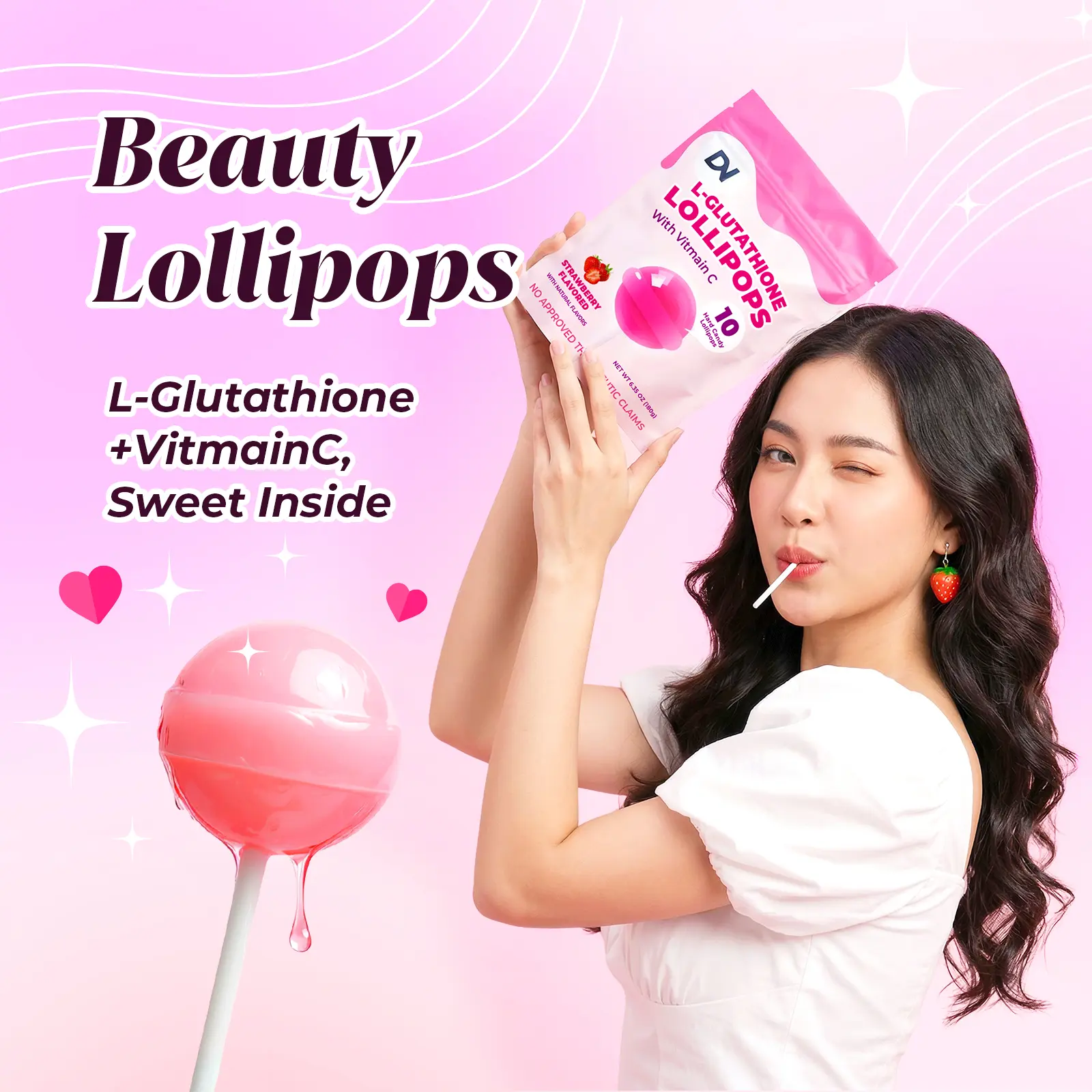 20PCS Divinity Nutra L-Glutathione Lollipops with Vitamin C glow skin whitening ,500mg Hydrolyzed Collagen Peptides - Wedding, birthday, Valentine's Day gifts New Year (no gift box) holiday snacks sharing
