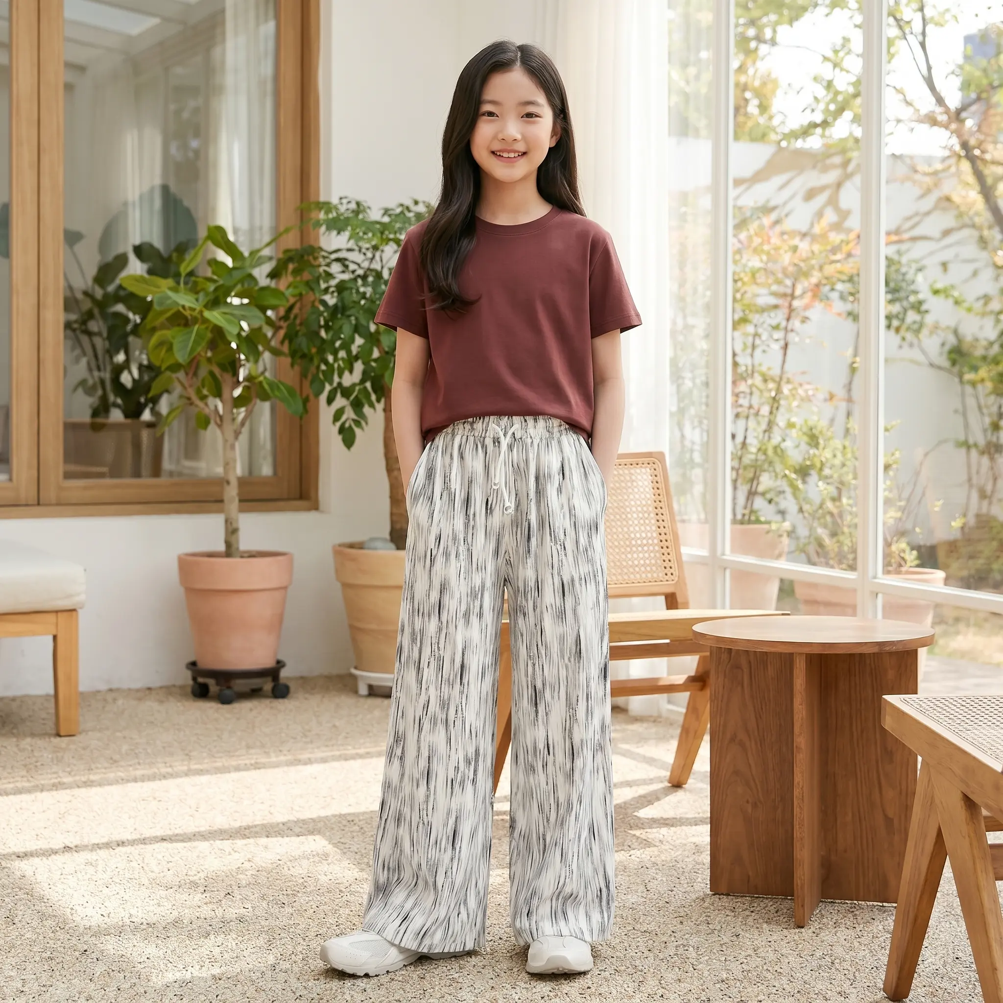 Celana Panjang Kulot Pants Anak Perempuan 3-16 Tahun Motif Abstrak Trendy