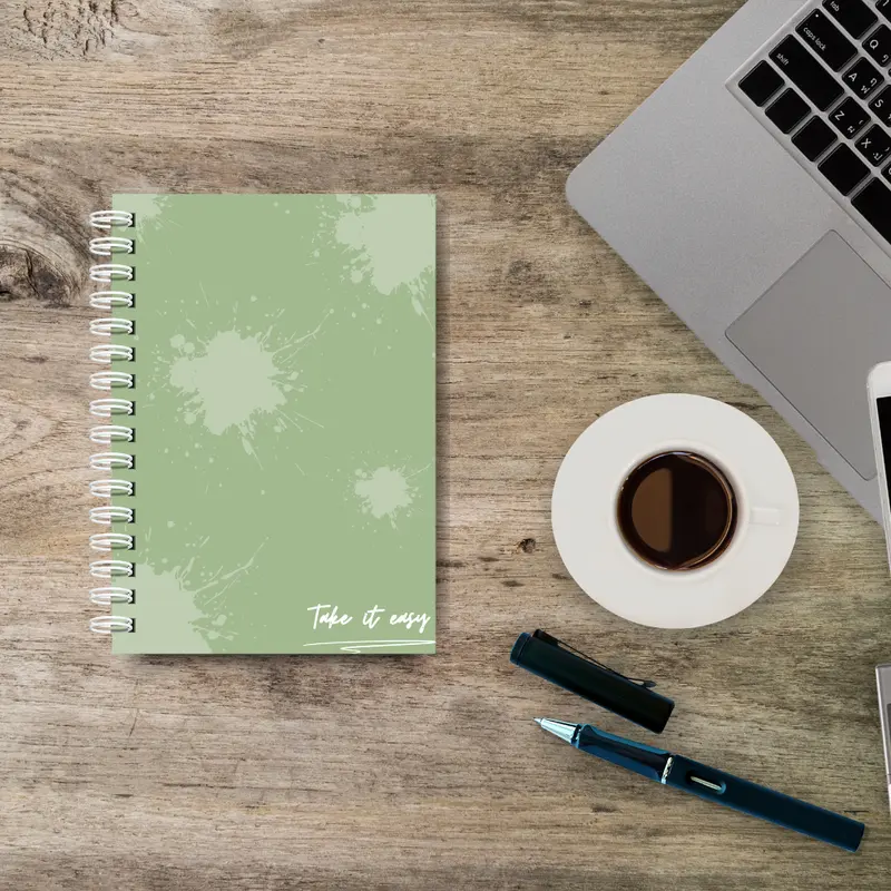 Notebook A5 Isi 50 Lembar dan 100 Lembar Soft Cover Kawat Spiral Take It Easy quotes 3