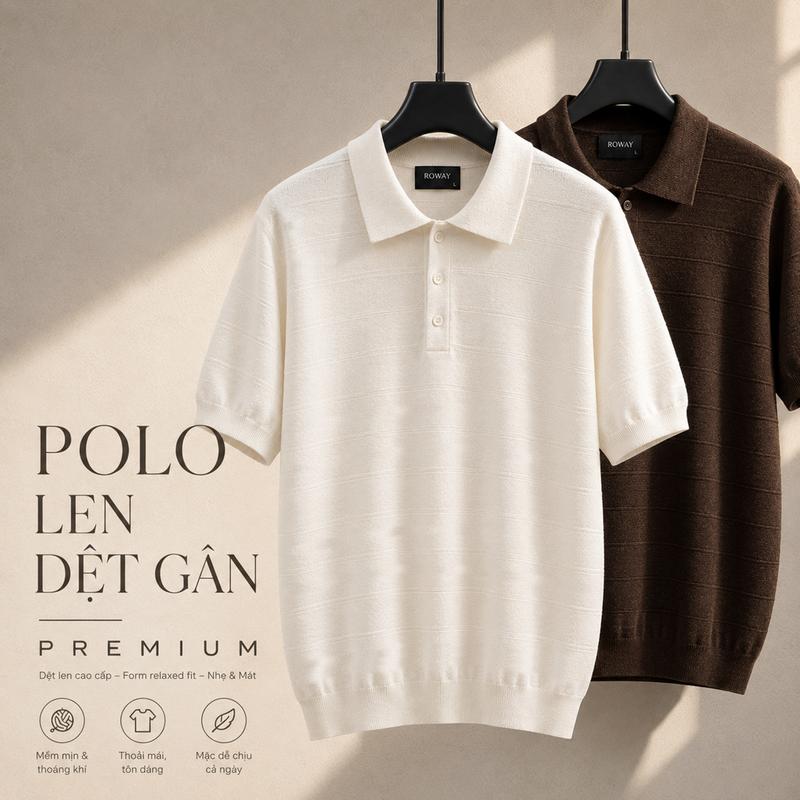 [MỞ BÁN] Áo polo dệt len ROWAY PREMIUM cotton | Polo len dệt gân