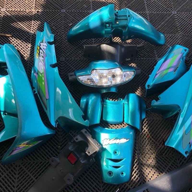  Bộ nhựa xe wave 100 màu xanh lục bảo dán sẵn tem. Hàng đẹp 