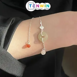 Gelang Mewah Berlian Imitasi  Disesuaikan Fashion Rantai Gelang Simple Gelang Rantai Silver Untuk Aksesoris Perhiasan Wanita Alloy Paduan - Tenwin