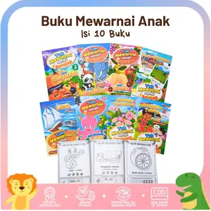 Buku Warna dan Belajar Anak isi 10 Motif Binatang Buah Sayur Kendaraan