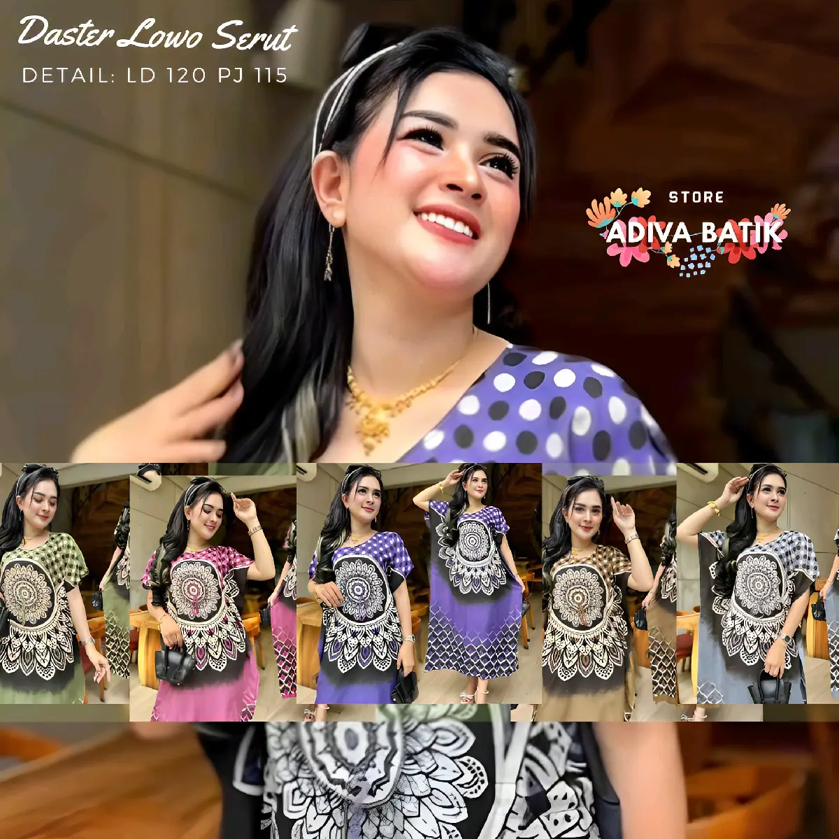 BAJU JUMBO DASTER LOWO TRENDY SERUT KELELAWAR 2024/ HOME DRESS motif medallion LD 120 adem nyaman bumil friendly rayon halus