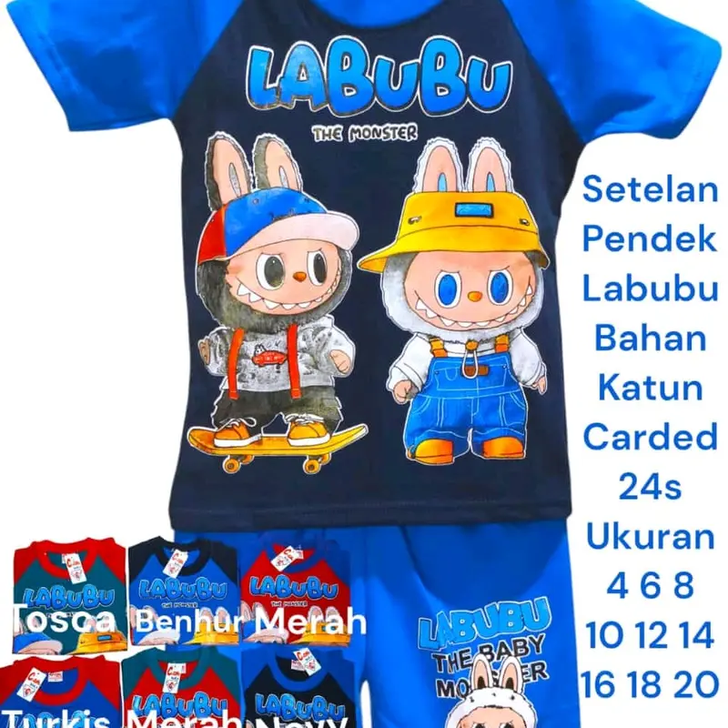 setelan baju cowok anak labubu 3-8 tahun Motif Fashion 1