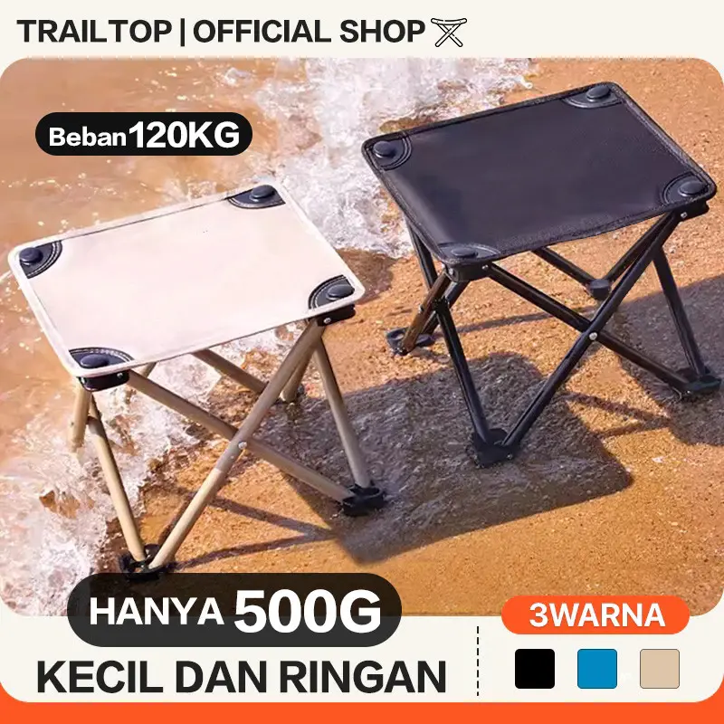 Trailtop Kursi Lipat Outdoor Kecil Serbaguna Kursi Lipat Mancing Mini Tanpa Sandaran Beban 120kg