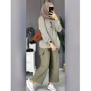 12.12 COD SETELAN SALUR PREMIUM ATASAN KEMEJA BAWAHAN CELANA CARGO BAHAN LEMBUT TEBAL KEKINIAN