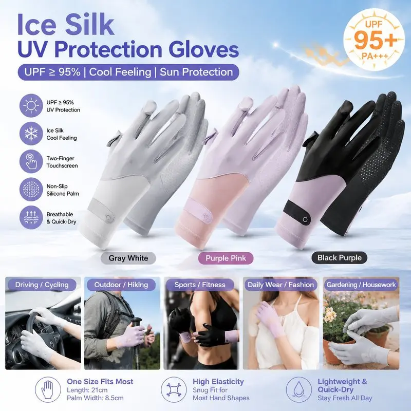 Sarung tangab anti uv UPF50+ Sarung tangan motor uv protection Sarung tangan anti uv wanita motor Sarung tangan ice silk