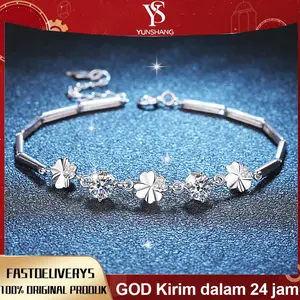 Gelang berbentuk daun semanggi dengan berlian, terbuat dari perak S925, aksesori fashion wanita, cocok sebagai hadiah untuk pacar wanita