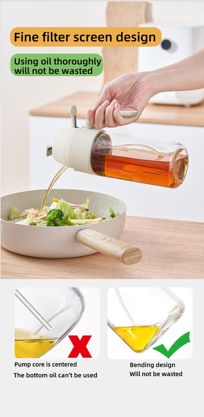 Product Introduction of Oil can spray and pour dual-purpose oil spray pot kitchen special household oil spray bottle glass food-grade spray Kitchen tool cruet Kitchen tool  air fryer Cooking too sauce cruet vinegar bottle oil  spray Dispensers Utensils 7