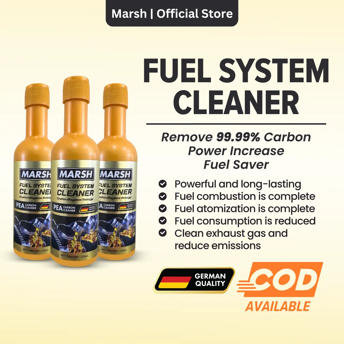 Marsh Fuel System Cleaner Gas Additives Clean Carbon Improve Horsepower Engine Recover 120ml