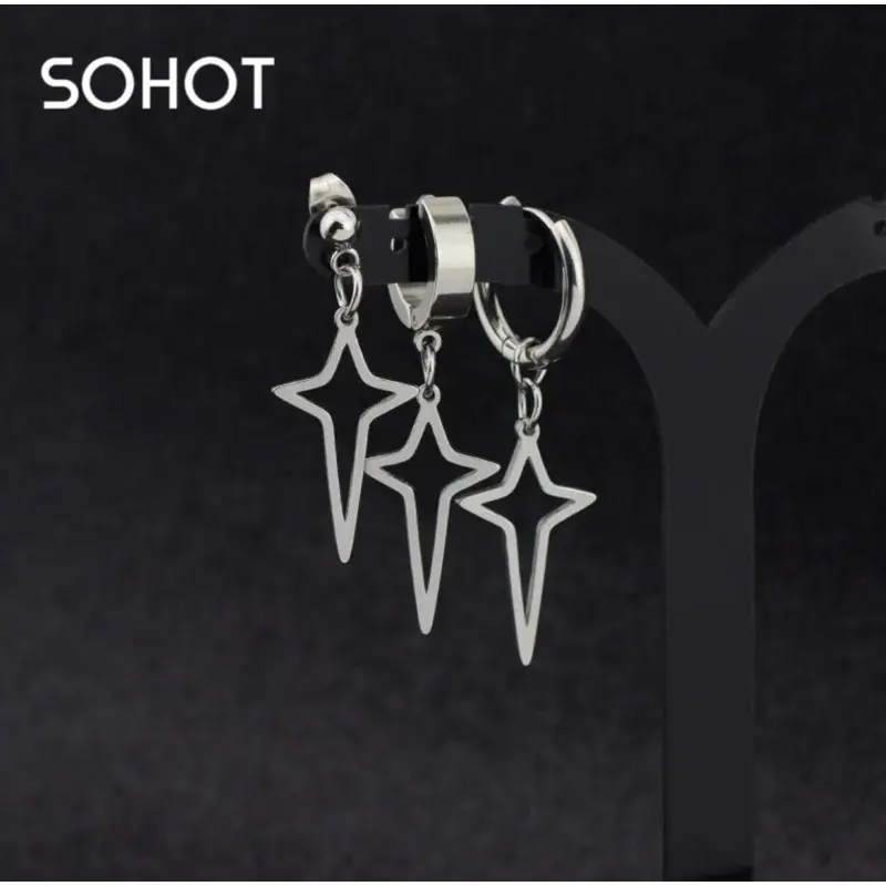 ANTING BINTANG TITANIUM STAINLEES STEEL TRENDI PRIA WANITA GAYA KOREA GAYA SEDERHANA ANTING PASANGAN NETRAL ANTING Earrings Stainless