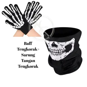 Paket Berkendara Motor Sarung Tangan & Masker Ninja Balaclava & Buff Multifungsi Motorcycle ST Tengkorak Ninja Tengkorak Sepeda Sarung Tangan Tengkorak