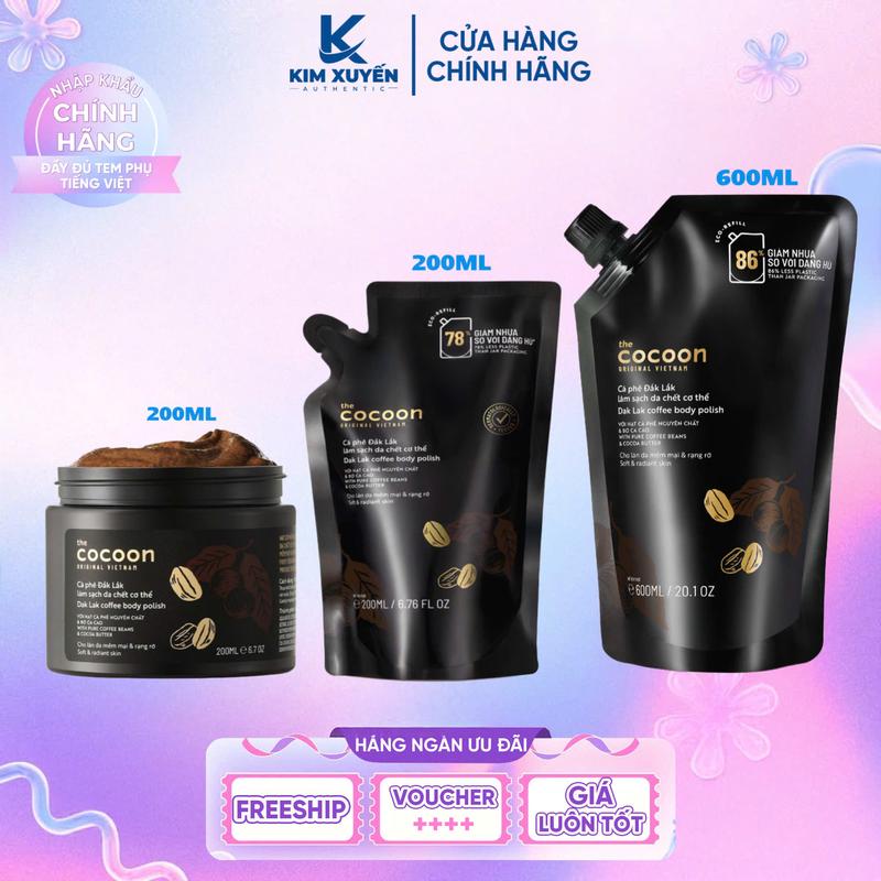 Chính hãng Tẩy tế bào chết COCOON cà phê Đắk Lắk 200ML 600ML