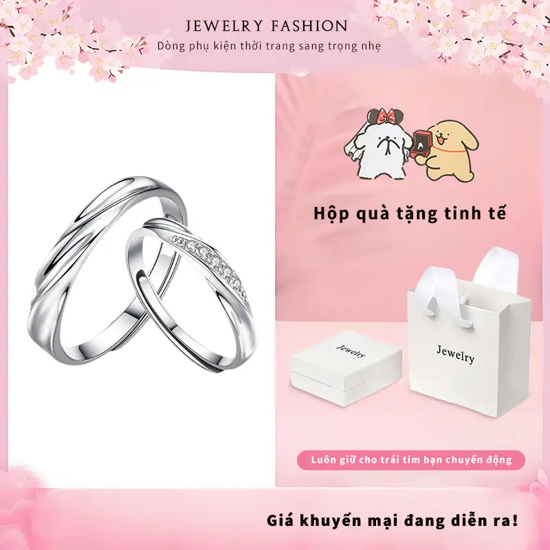【Tặng hộp quà đẹp】Jewelry Fashion - Nhẫn Điều Chỉnh Nhẫn Đôi Nam Nữ Mobius Thép Không Gỉ Sang Trọng Nhẹ Thiết Kế Ngách Vỹ Titanium Inox Nam Titan Không Gỉ Trơn Sang Trọng Nhẹ Bộ hộp quà nhẫn đính hôn cưới ring nhẫn tình yêu Quà tặng ngày Valentine