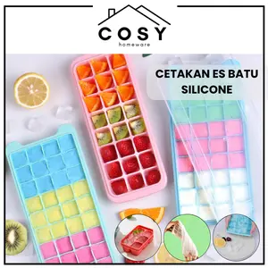 COSY Cetakan Es Batu Coklat Jelly Silicone 24 & 36 Sekat Ice Cube Tray Mold Dengan Penutup Food Grade Anti Pecah / Mpasi Kaldu Buah Bayi Ice Tray Mpasi Baby Tray Silicone Kitchenware