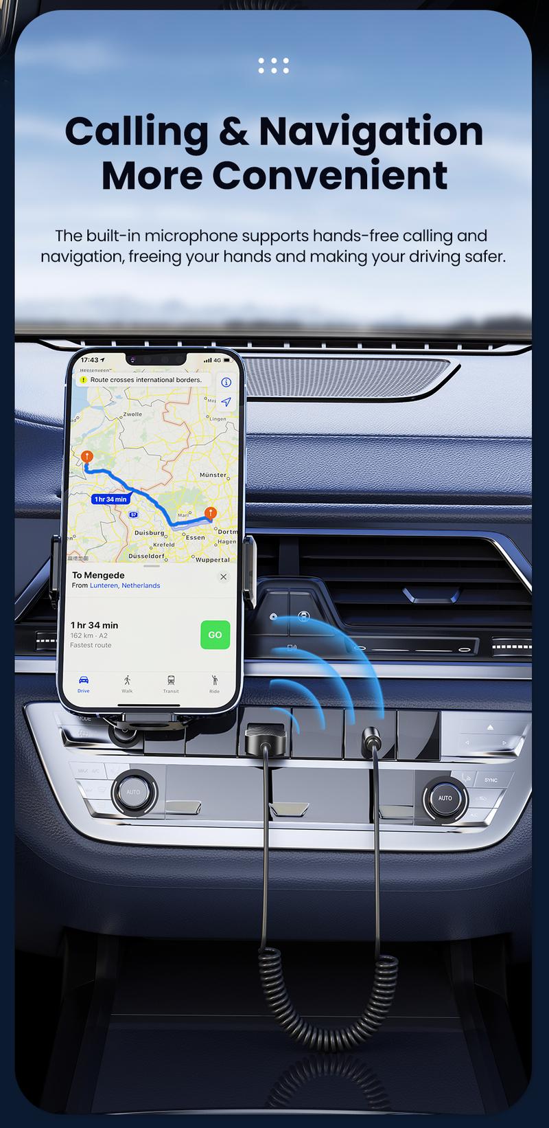 Product Introduction of Toocki Bluetooth Receiver 5.4 For Car Wireless Receiver USB to 3.5mm Jack Aux Audio Wireless Adapter Car Kit Speaker Transmitter 47