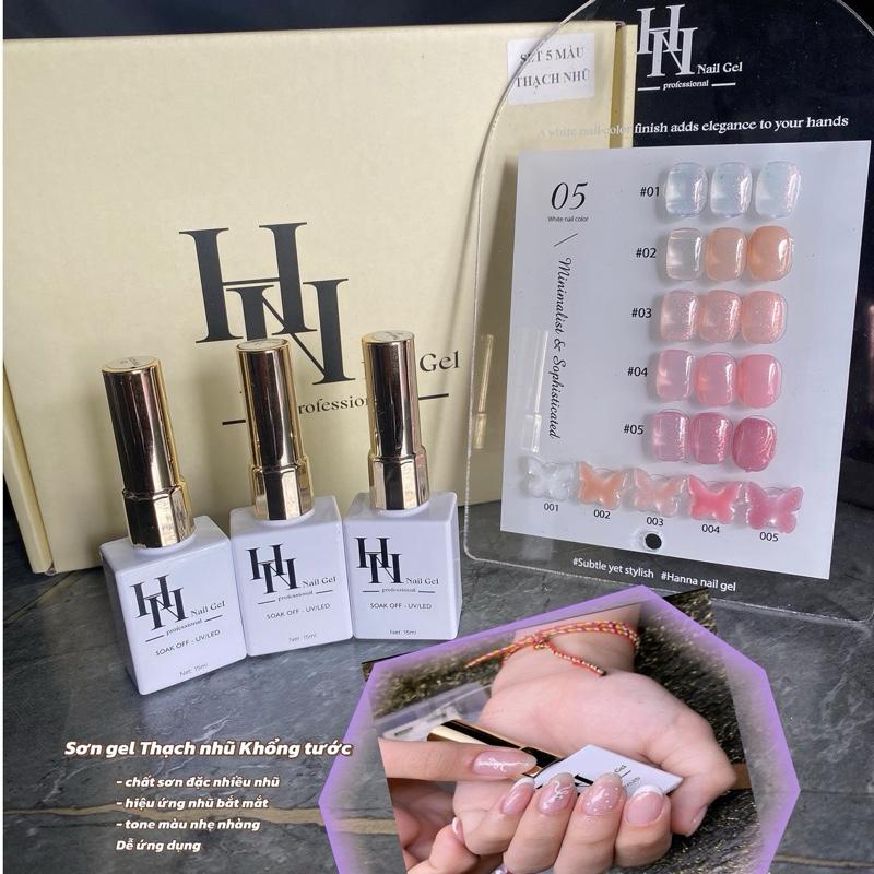 Set sơn gel thạch nhũ 5 màu HN GEL Hotrend Tặng bảng màu