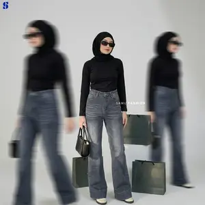 Jessy Cutbray Jeans Higwaist Lipatan Kaku Besar Celana Slim Stretch Panjang Denim Skinny Cewek Nyaman dengan Kantong Slanted dan Patch Pockets Wanita Bahan Denim Stretch Premium