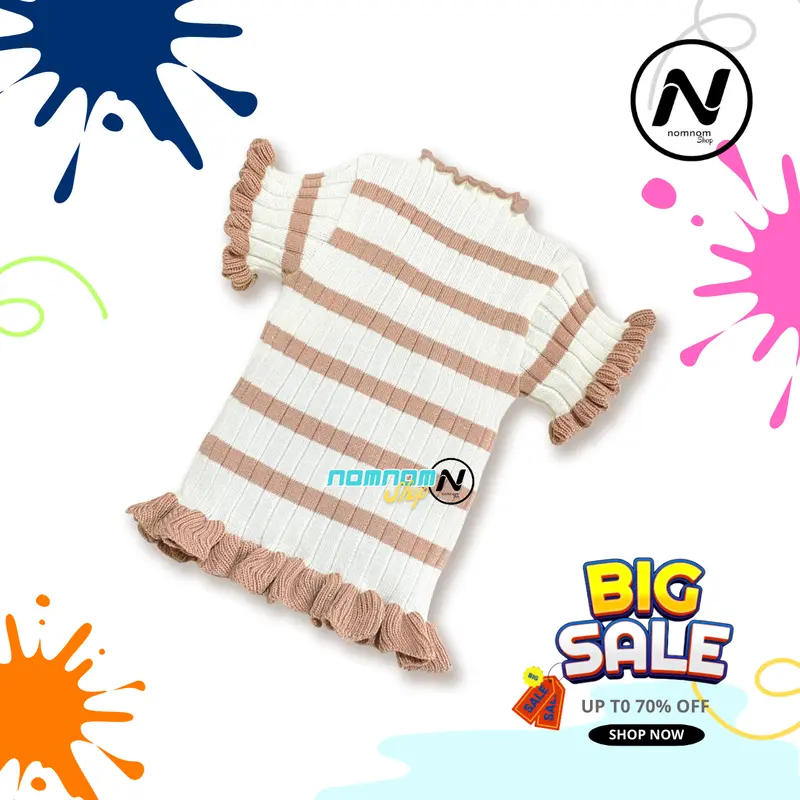 AUDRIS CURLY STRIPE - Atasan baju rajut anak Perempuan lengan pendek Korea kids Fashion 3