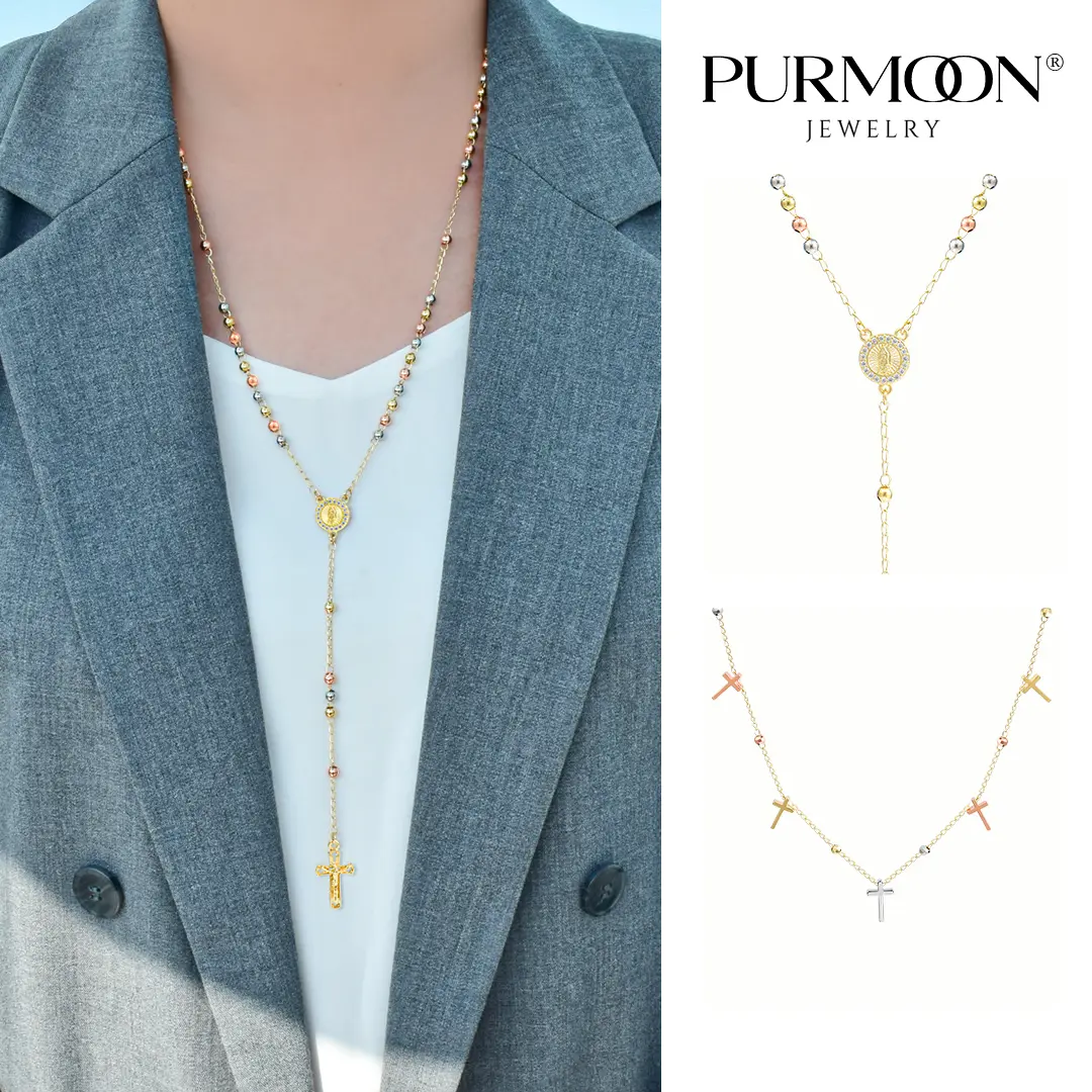 Purmoon Rosary Necklace Adjustable For Women Gifts For Her N348 N349