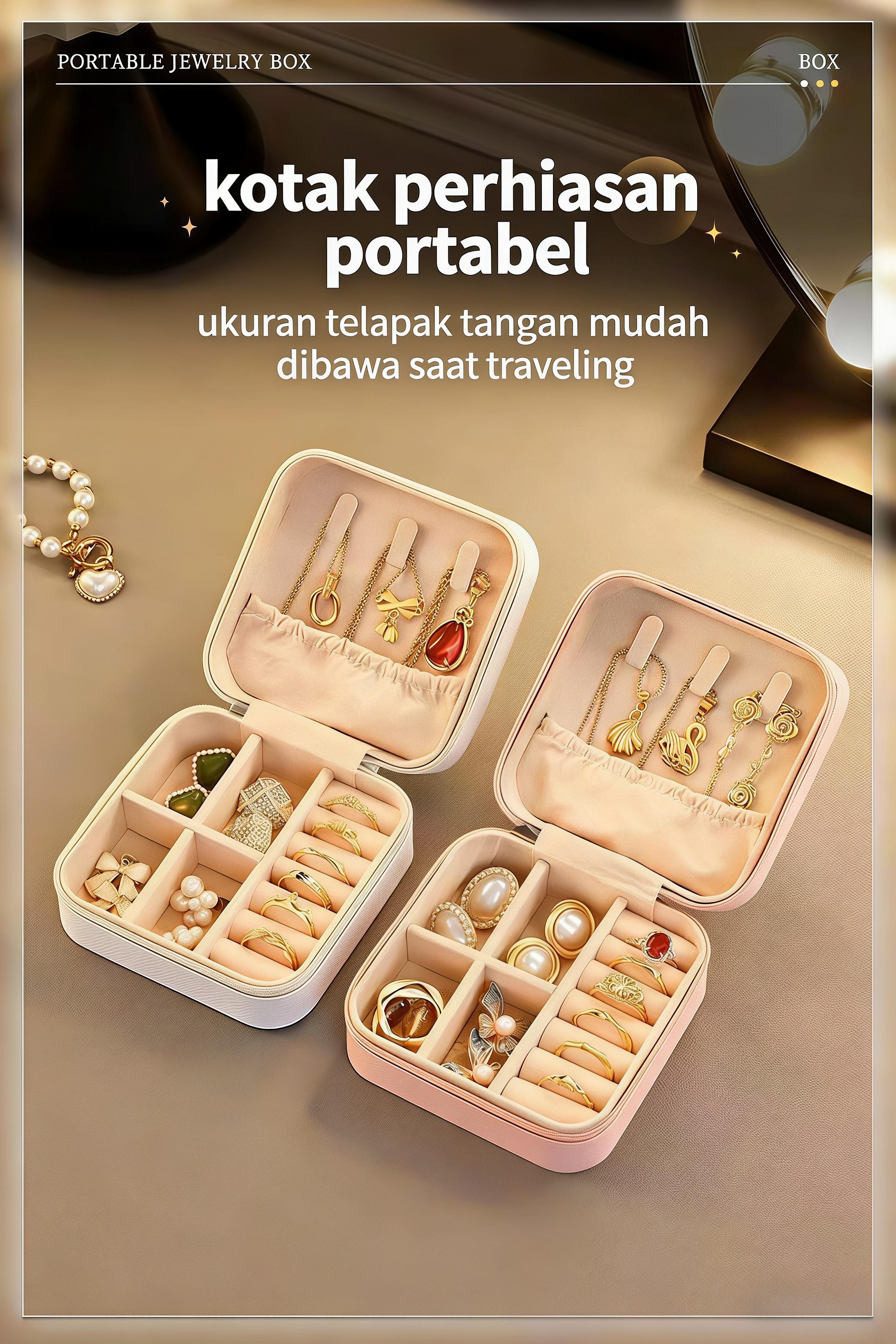 【Sam's Market】 Kotak Penyimpanan Perhiasan Portable dengan Desain Minimalis untuk Anting Cincin Box Kalung Gelang Fungsi Optimal dan Praktis