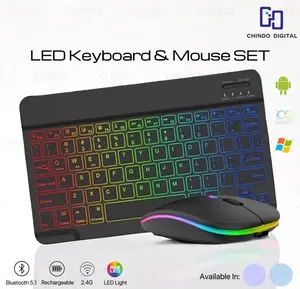 [CDOS] 10inch Backlit Backlight RGB Keyboard Wireless Bluetooth Keyboard and Mouse SET LED Colorful KEYBOARD
