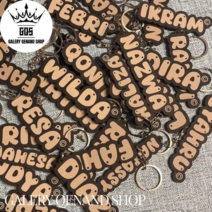Gantungan Kunci Custom Nama Akrilik Warna Hitam Souvenir / Ganci 014 2