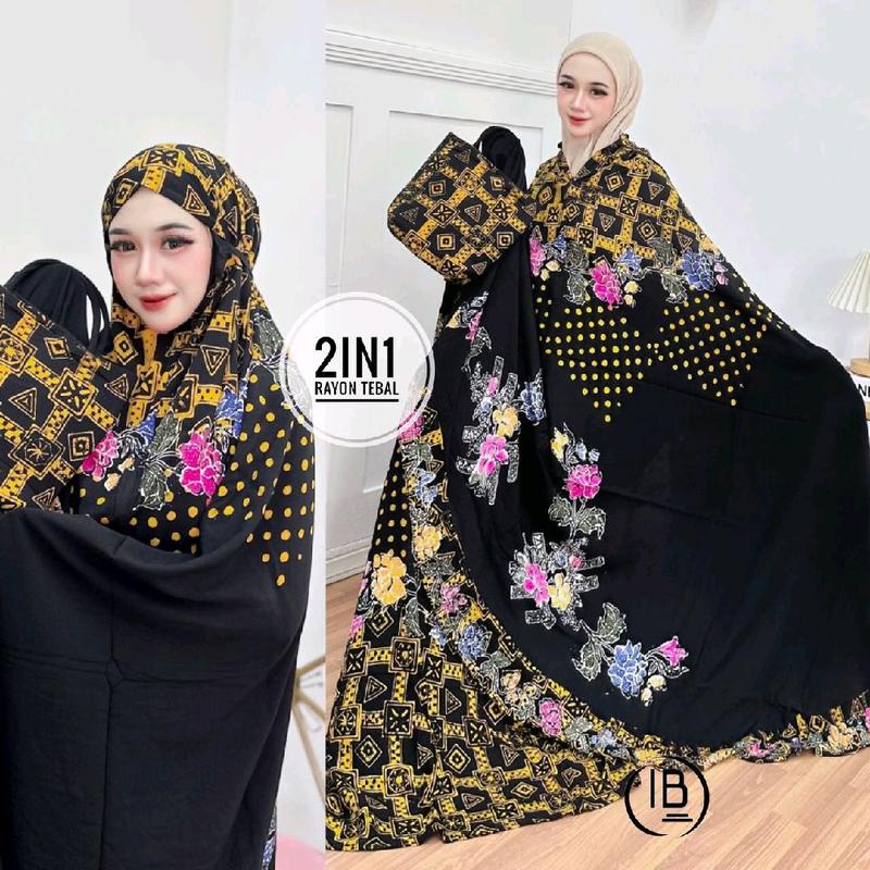 Mukena Dewasa Jumbo Batik Cap Atasan Bawahan Muslim Rayon Halus Adem 2in1 0