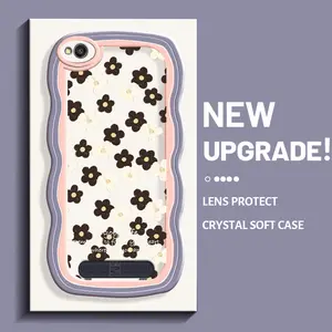 Casing Ponsel untuk Xiaomi Redmi 4X 5A 6A 5 Plus 6 7 Casing hitam dan putih warna Floret gelombang case perbatasan lembut kesing wadah Telepon anti guncangan HP Cases
