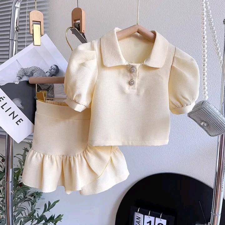 CF - SETELAN ANAK PEREMPUAN ATASAN DAN ROK CELANA LUCU / SET ANAK KIKU KOREAN STYLE baju anak perempuan 2