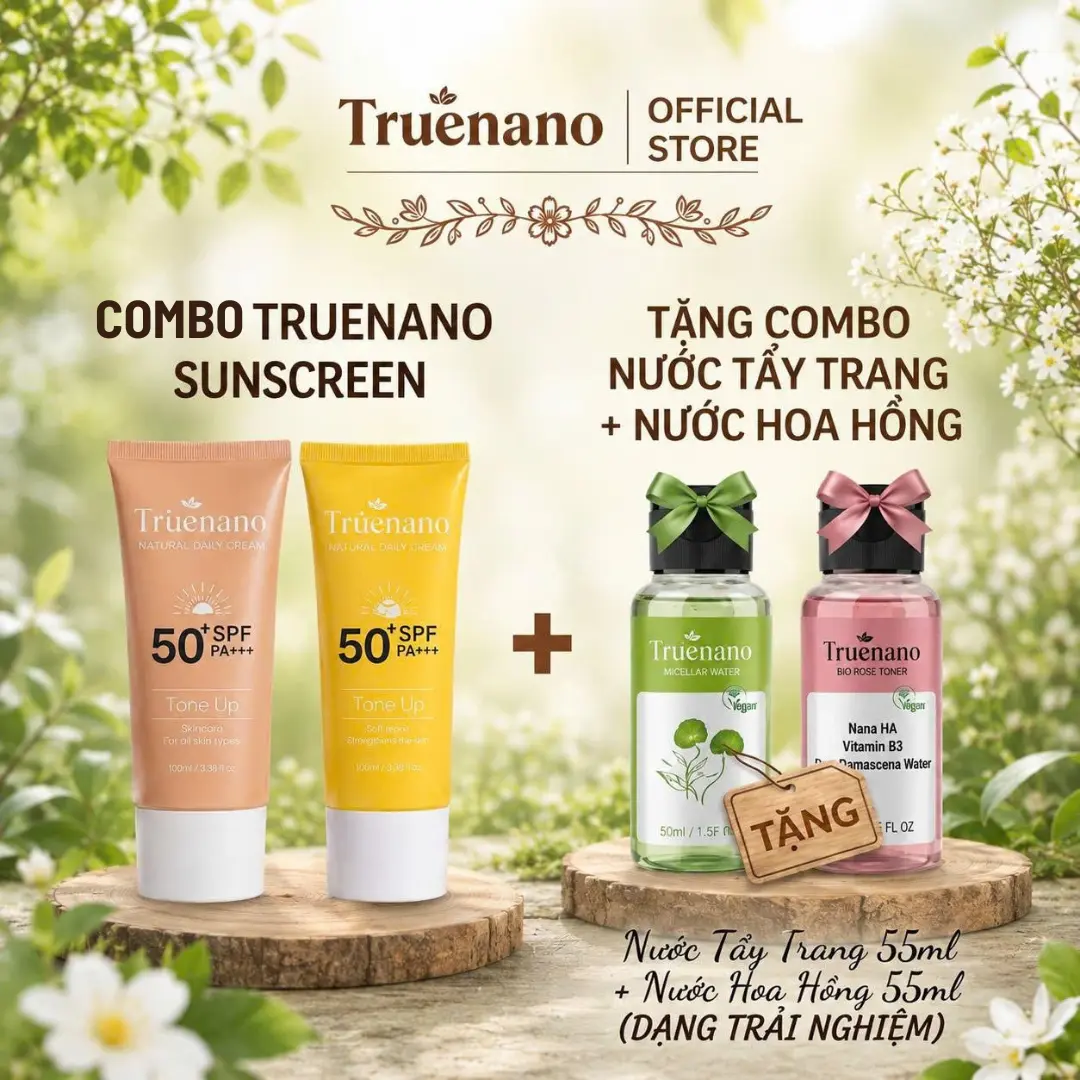 Kem Chống Nắng Phổ Rộng Kiềm Dầu Nâng Tone Kháng Nước Sinh Học | TRUENANO Bio White Sunblock SPF 50+/PA++++ - 50ml