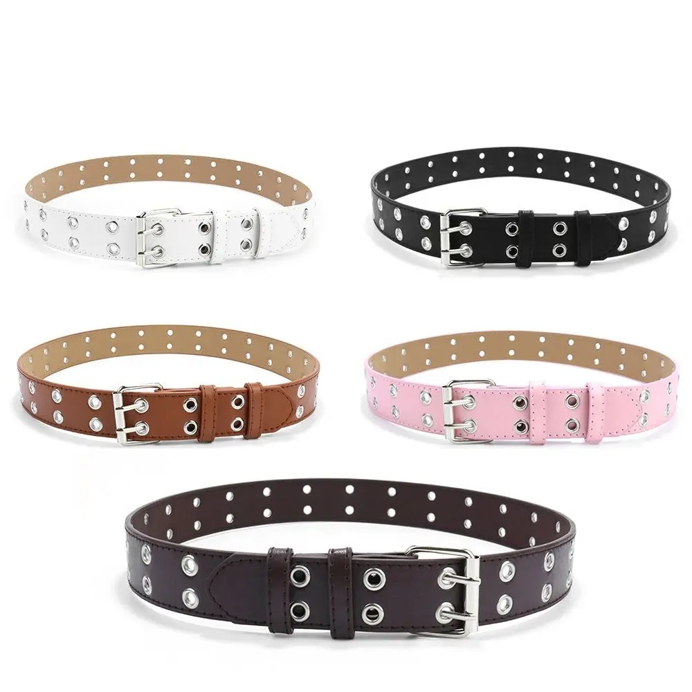 Fashion Punk Waistband Solid Color PU Leather Waist Belts Adjustable Metal Pin Buckle Waist Strap Children