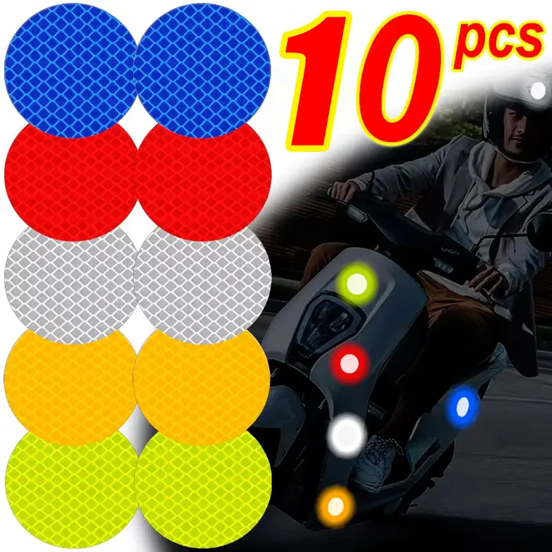 Nhãn Dán Phản Quang Chống Va Đập Xe Ô Tô, 10 Cái, Nhiều Màu Sắc, Cảnh Báo Mũ Bảo Hiểm An Toàn Lái Xe Ban Đêm, Nhãn Dán Trang Trí Huỳnh Quang, Thích Hợp Cho Ô Tô Và Xe Máy, Decal Can Thông Dụng