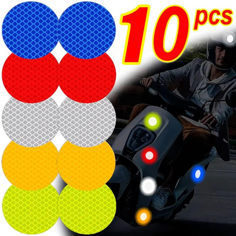 Nhãn Dán Phản Quang Chống Va Đập Xe Ô Tô, 10 Cái, Nhiều Màu Sắc, Cảnh Báo Mũ Bảo Hiểm An Toàn Lái Xe Ban Đêm, Nhãn Dán Trang Trí Huỳnh Quang, Thích Hợp Cho Ô Tô Và Xe Máy, Decal Can Thông Dụng 1