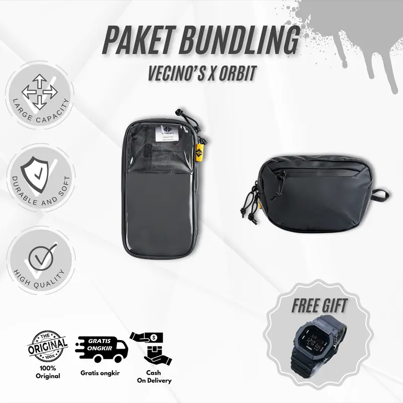(FREE JAM TANGAN) Paket Bundling ExlusiveVecino's x Orbit Tas Selempang Pria 0