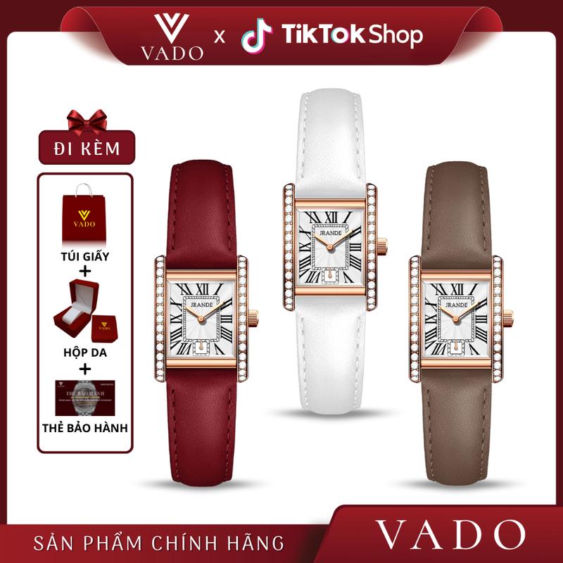 [LIVE 1 - DH1219] Đồng Hồ Nữ Mặt Vuông Đính Đá Charm Sang Trọng, Dây da, Phong Cách Thanh Lịch - DH1219