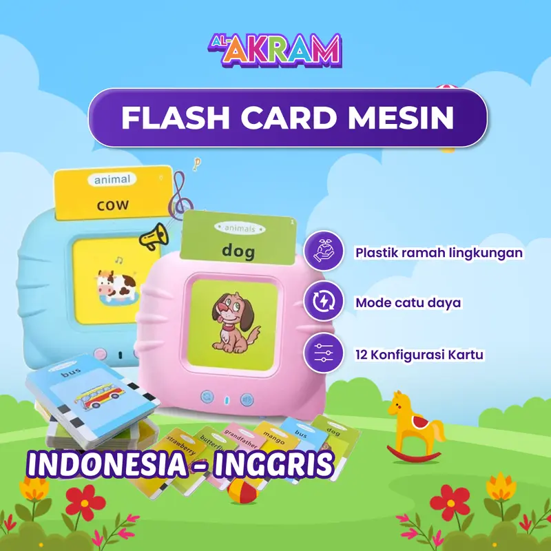 Flash Card Learning Reader / Bahasa Indonesia&English / Early Education Kartu Belajar Anak 0