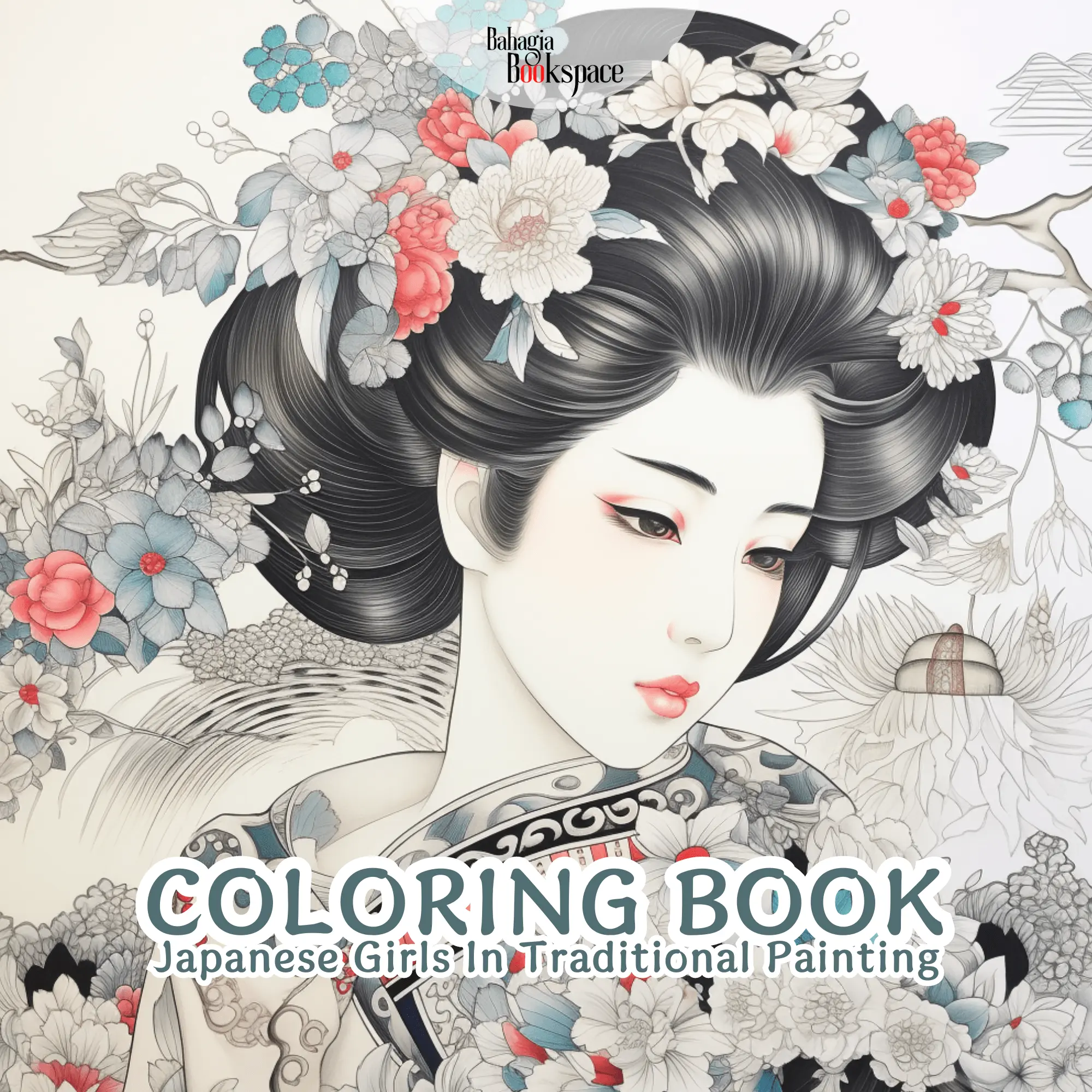 Japanese Girls In Traditional Painting Coloring Book/ 25 Lembar Buku Mewarnai Bahagia Bookspace