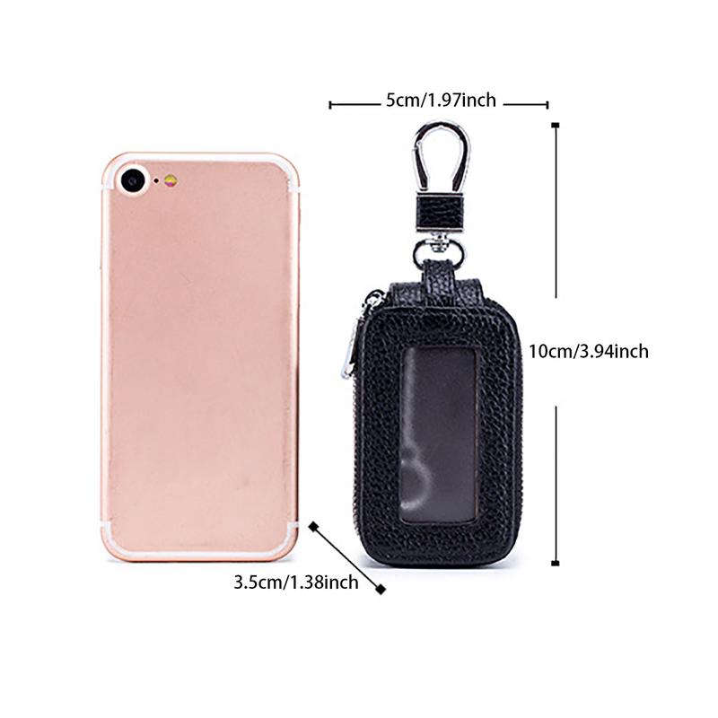 Product Introduction of Vỏ Chìa Khóa Ô Tô Hai Lớp Đa Chức Năng, Thật, Có Khóa Kéo, Vỏ Chìa Khóa Unisex, Vỏ Chìa Khóa Cửa Sổ Gương Trong Suốt Móc Khoá 5